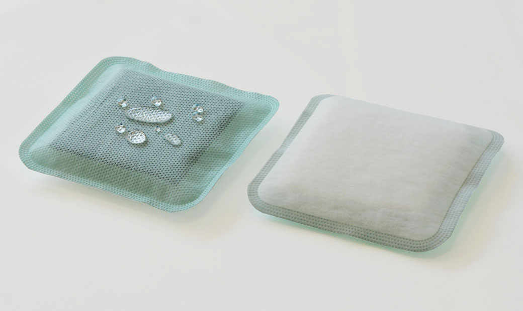 C-Sorb-Carbon C-Sorb dressings soaked with water drops